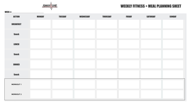 fitness calendar templates