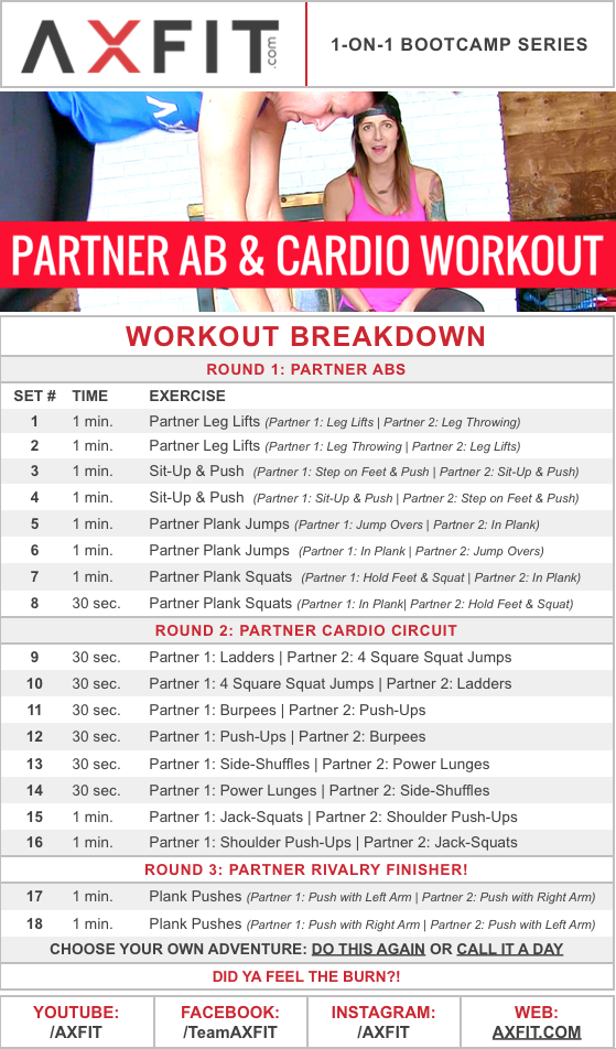 20 Minute Advanced Partner Ab Cardio Home Workout Burn Fat and Get Abs Fast AXFIT.COM