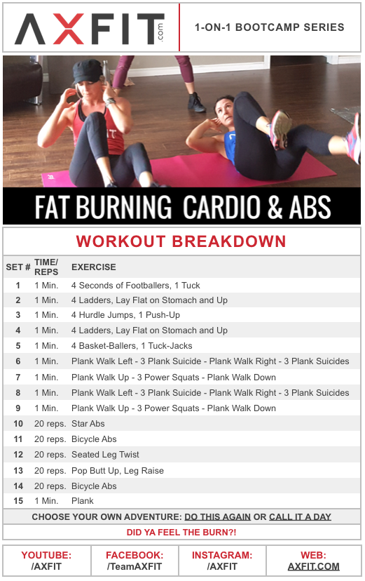 20 Minute Advanced Fat Burning Cardio and Ab Home Workout Belly Fat Burner AXFIT.COM